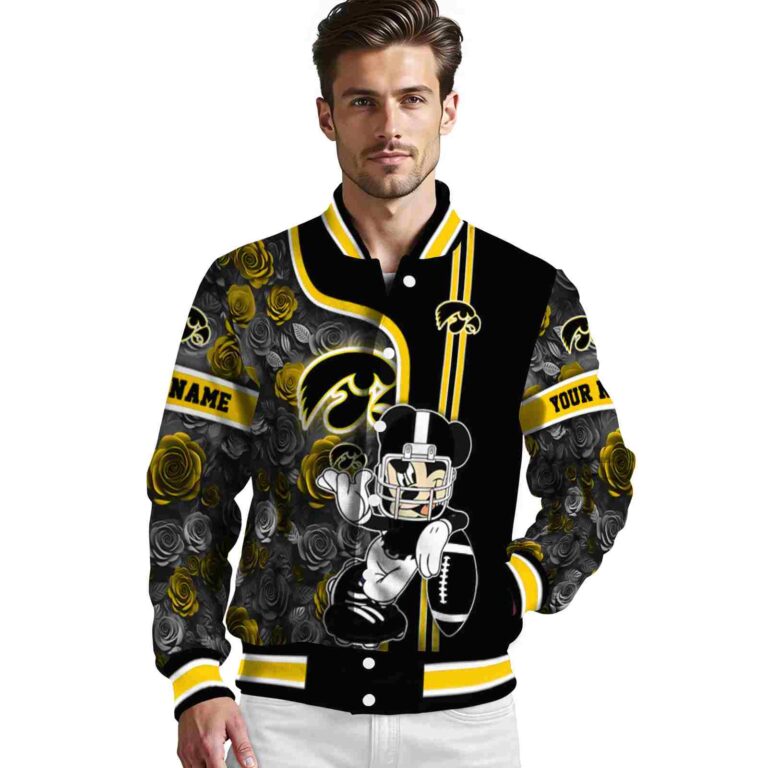 personalized iowa hawkeyes rose mickey black jacket high quality jacketwow