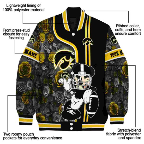 personalized iowa hawkeyes rose mickey black jacket new arrival jacketwow
