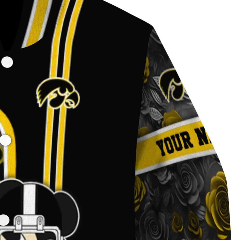 personalized iowa hawkeyes rose mickey black jacket premium grade jacketwow