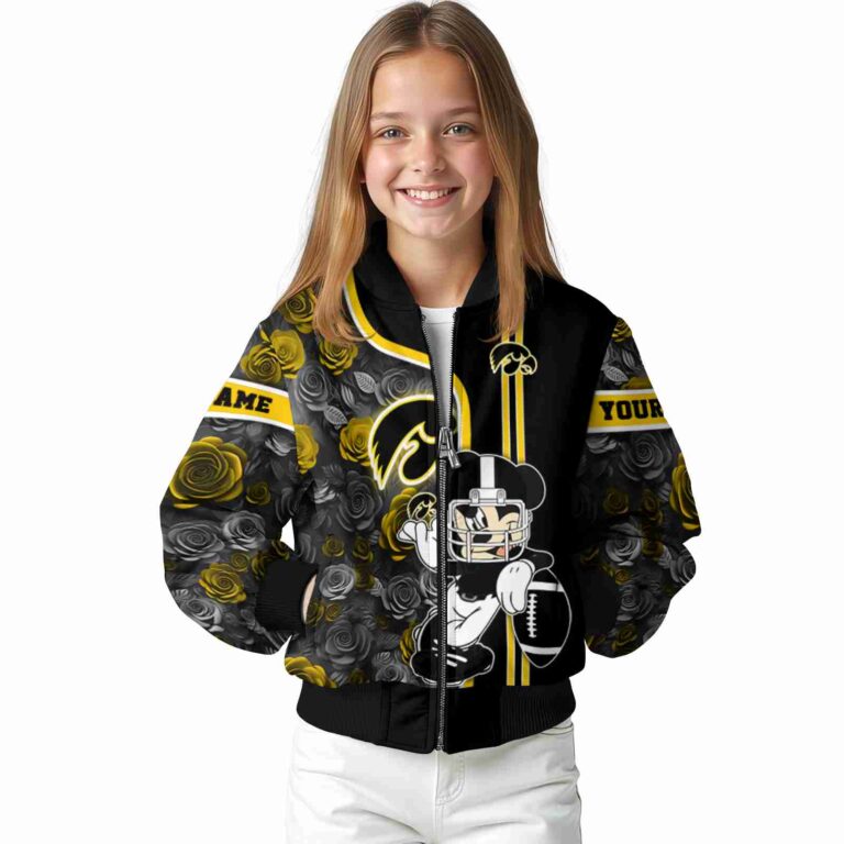 personalized iowa hawkeyes rose mickey black jacket top rated jacketwow