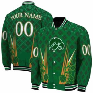 personalized iowa hawkeyes shamrock pattern green jacket fashion forward jacketwow