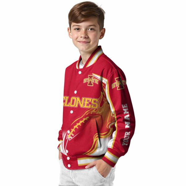 personalized iowa state cyclones flaming football red white jacket trendy jacketwow