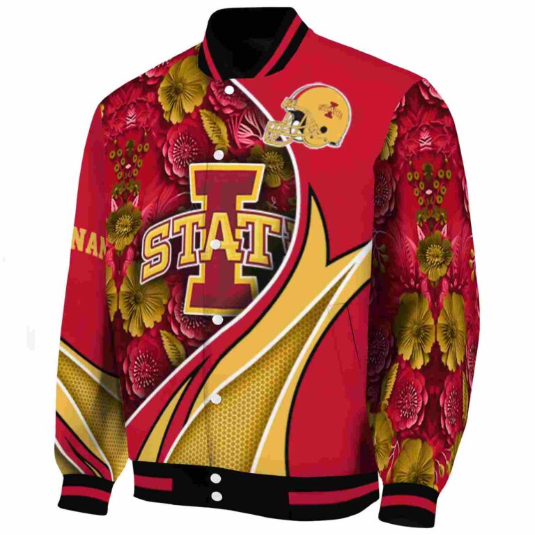 personalized iowa state cyclones floral print red jacket best selling jacketwow