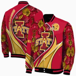 personalized iowa state cyclones floral print red jacket fashion forward jacketwow