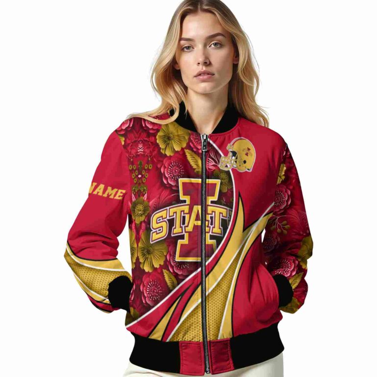 personalized iowa state cyclones floral print red jacket latest model jacketwow