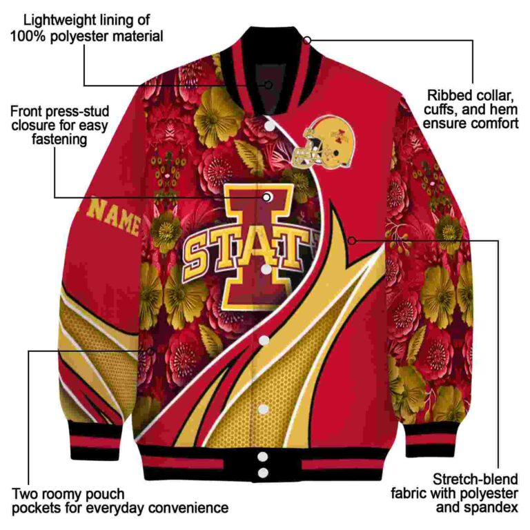 personalized iowa state cyclones floral print red jacket new arrival jacketwow