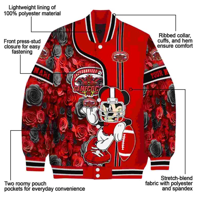 personalized jacksonville state gamecocks rose mickey red jacket new arrival jacketwow