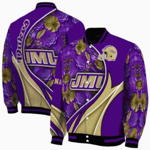 personalized james madison dukes floral print purple jacket fashion forward jacketwow