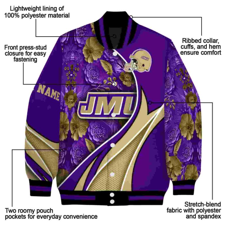 personalized james madison dukes floral print purple jacket new arrival jacketwow