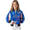 personalized kansas jayhawks flaming football blue white jacket top rated jacketwow