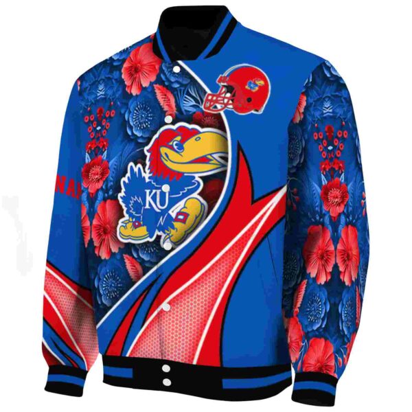 personalized kansas jayhawks floral print blue jacket best selling jacketwow
