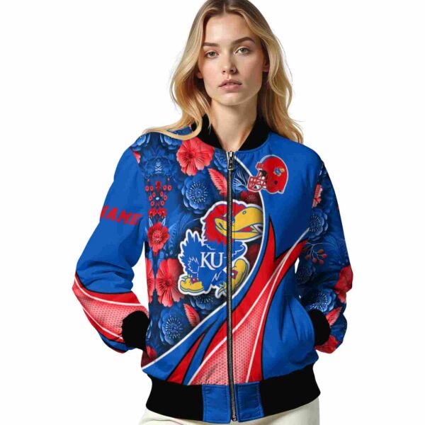 personalized kansas jayhawks floral print blue jacket latest model jacketwow