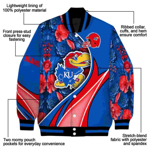 personalized kansas jayhawks floral print blue jacket new arrival jacketwow