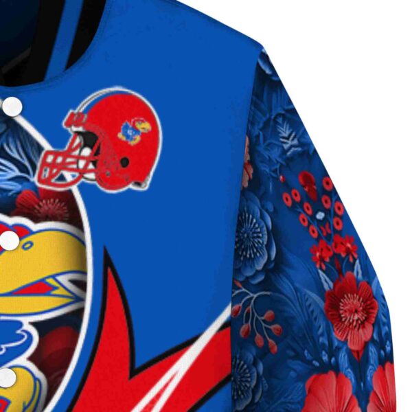 personalized kansas jayhawks floral print blue jacket premium grade jacketwow
