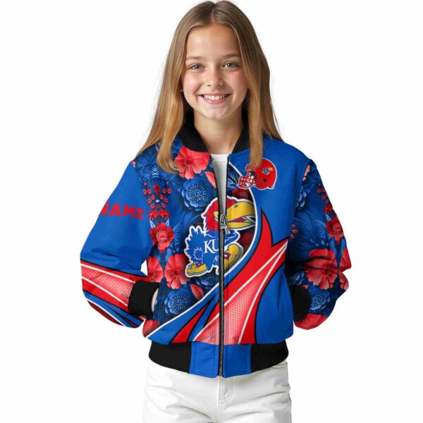 personalized kansas jayhawks floral print blue jacket top rated jacketwow