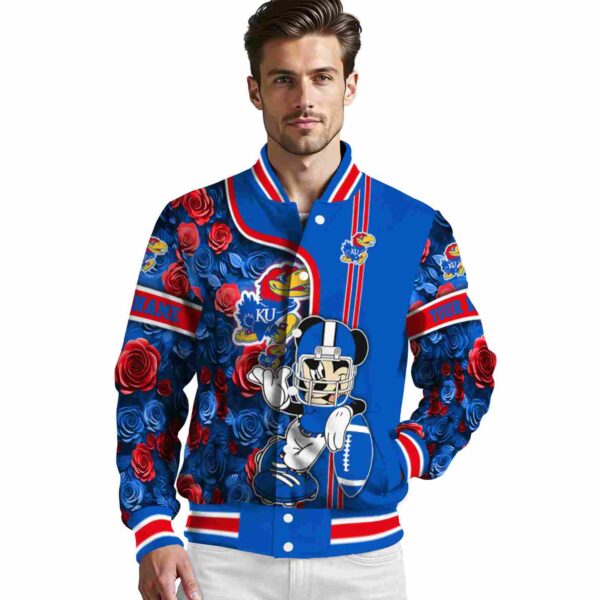 personalized kansas jayhawks rose mickey blue jacket high quality jacketwow