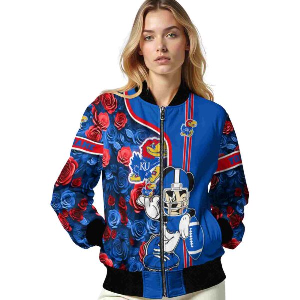 personalized kansas jayhawks rose mickey blue jacket latest model jacketwow