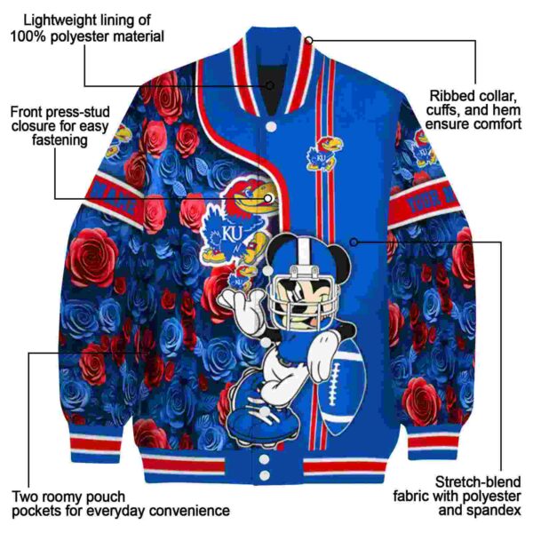 personalized kansas jayhawks rose mickey blue jacket new arrival jacketwow
