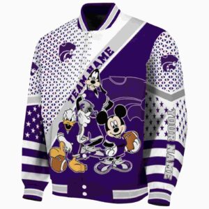 personalized kansas state wildcats mickey donald goofy purple white jacket best selling jacketwow
