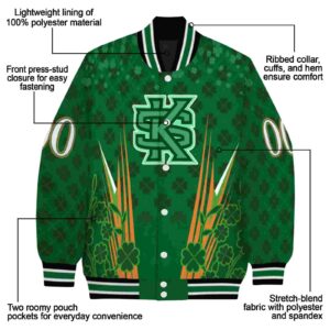 personalized kennesaw state owls shamrock pattern green jacket new arrival jacketwow
