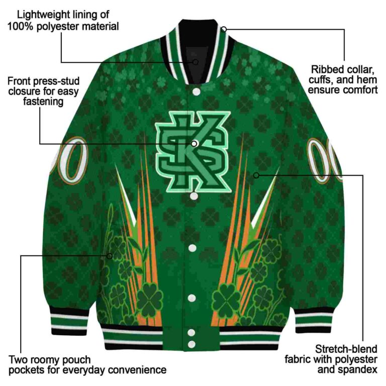 personalized kennesaw state owls shamrock pattern green jacket new arrival jacketwow