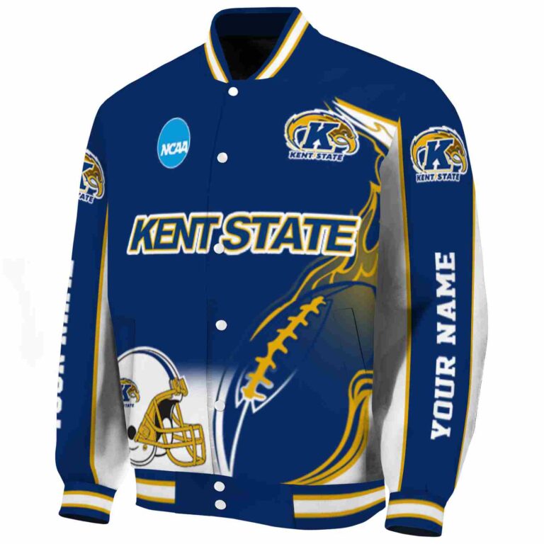 personalized kent state golden flashes flaming football navy blue white jacket best selling jacketwow