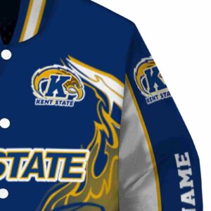 personalized kent state golden flashes flaming football navy blue white jacket premium grade jacketwow