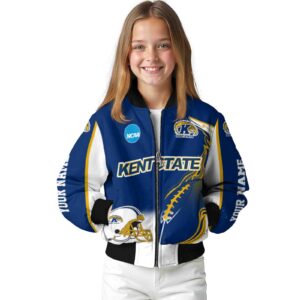 personalized kent state golden flashes flaming football navy blue white jacket top rated jacketwow