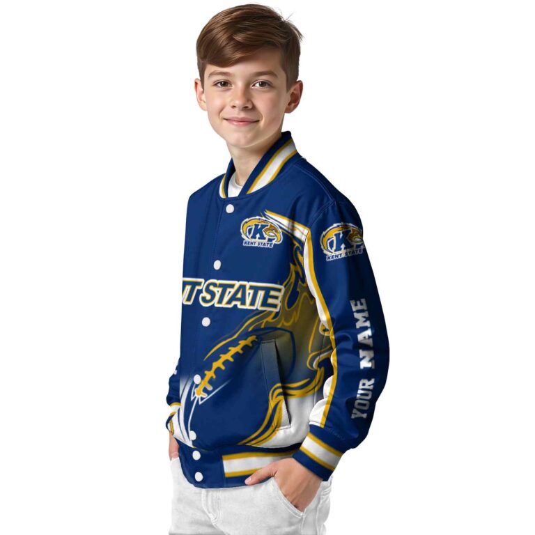 personalized kent state golden flashes flaming football navy blue white jacket trendy jacketwow