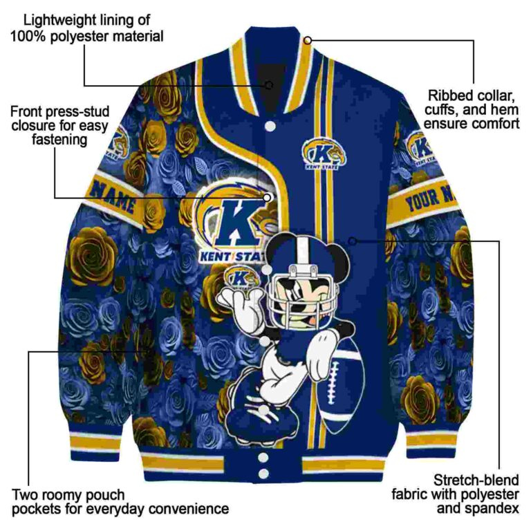 personalized kent state golden flashes rose mickey navy blue jacket new arrival jacketwow