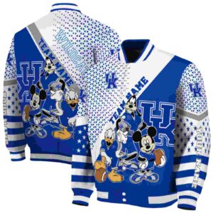 personalized kentucky wildcats mickey donald goofy blue white jacket fashion forward jacketwow