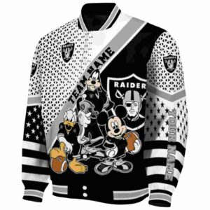 personalized las vegas raiders mickey donald goofy black white jacket best selling jacketwow