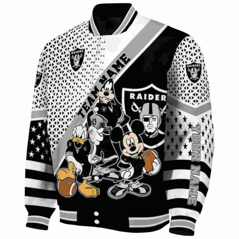 personalized las vegas raiders mickey donald goofy black white jacket best selling jacketwow