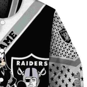 personalized las vegas raiders mickey donald goofy black white jacket premium grade jacketwow