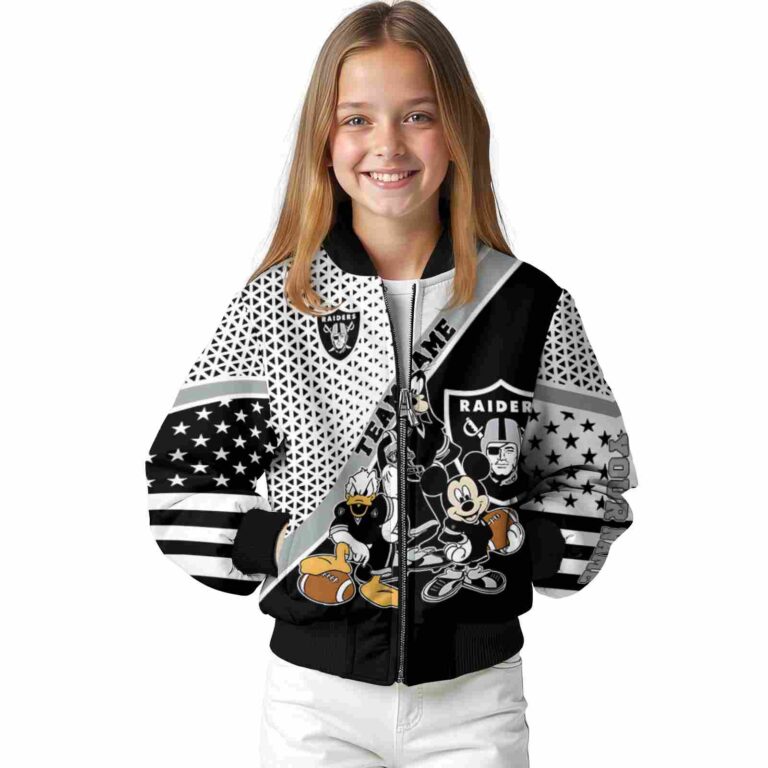 personalized las vegas raiders mickey donald goofy black white jacket top rated jacketwow