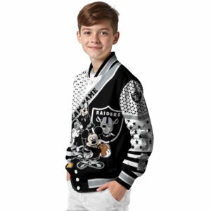 personalized las vegas raiders mickey donald goofy black white jacket trendy jacketwow