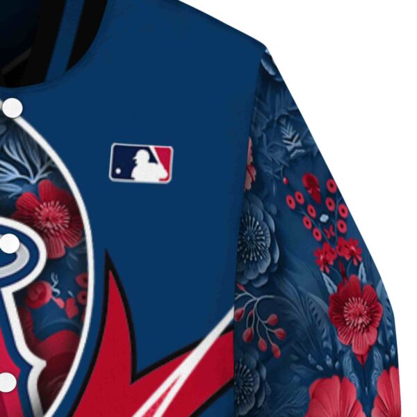 personalized los angeles angels floral print blue jacket premium grade jacketwow