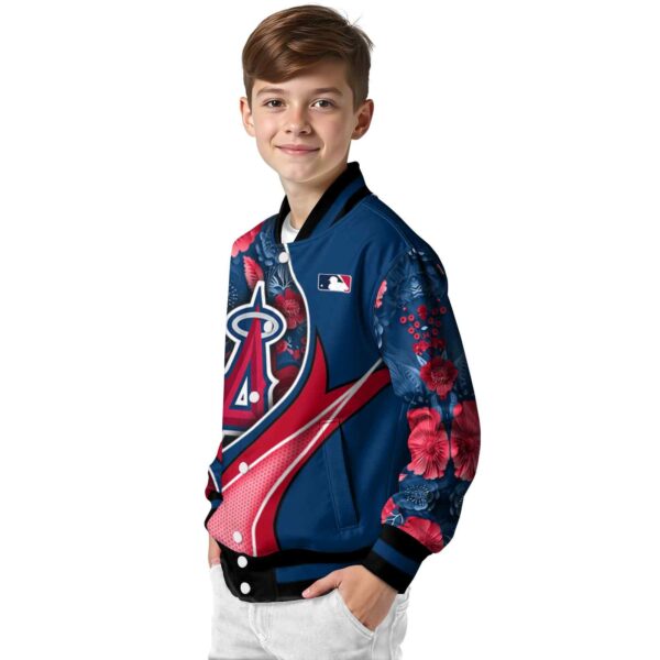 personalized los angeles angels floral print blue jacket trendy jacketwow