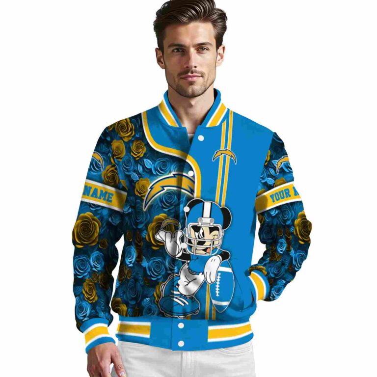 personalized los angeles chargers rose mickey blue jacket high quality jacketwow