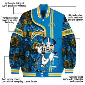 personalized los angeles chargers rose mickey blue jacket new arrival jacketwow
