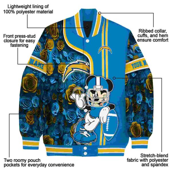 personalized los angeles chargers rose mickey blue jacket new arrival jacketwow