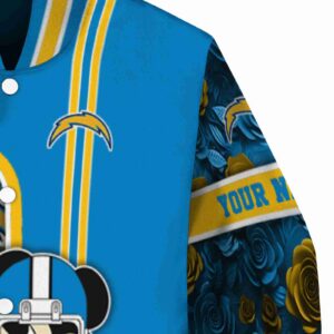 personalized los angeles chargers rose mickey blue jacket premium grade jacketwow