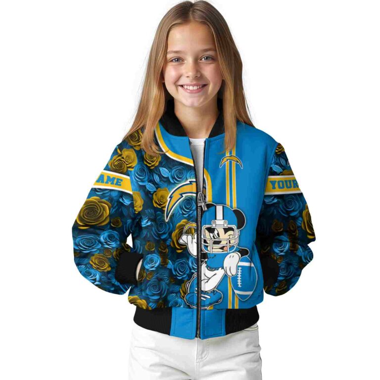 personalized los angeles chargers rose mickey blue jacket top rated jacketwow