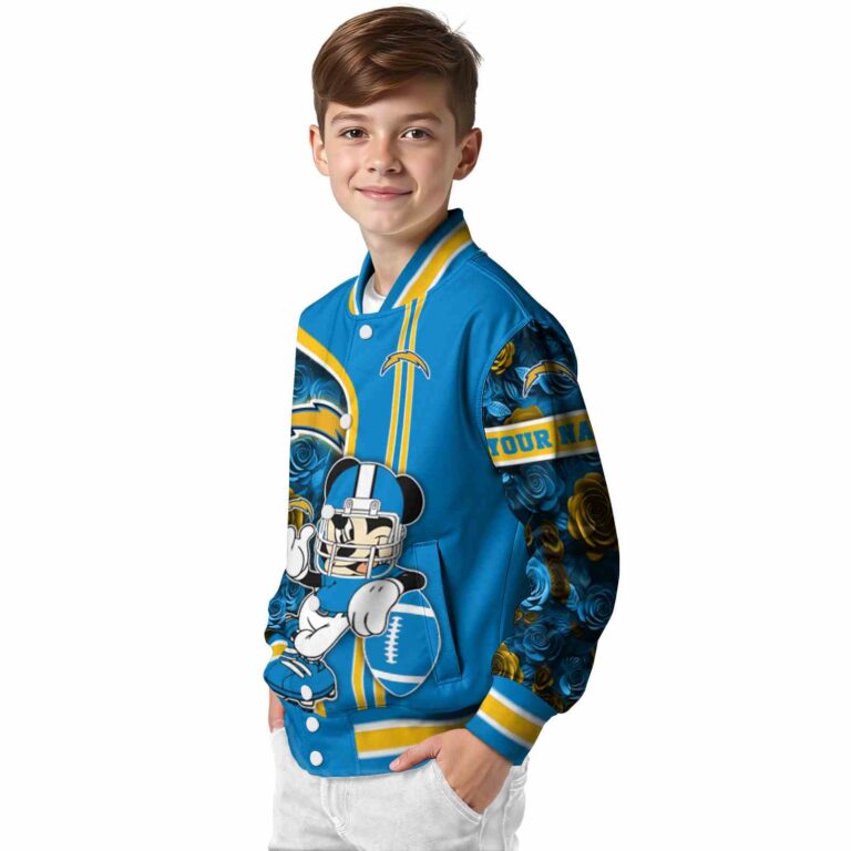 personalized los angeles chargers rose mickey blue jacket trendy jacketwow