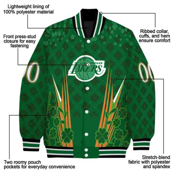 personalized los angeles lakers shamrock pattern green jacket new arrival jacketwow