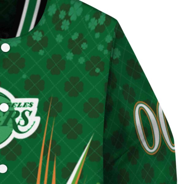 personalized los angeles lakers shamrock pattern green jacket premium grade jacketwow