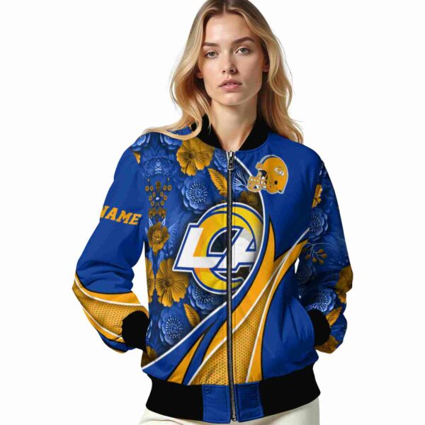 personalized los angeles rams floral print blue jacket latest model jacketwow