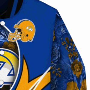 personalized los angeles rams floral print blue jacket premium grade jacketwow