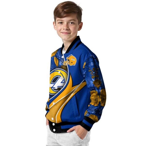 personalized los angeles rams floral print blue jacket trendy jacketwow