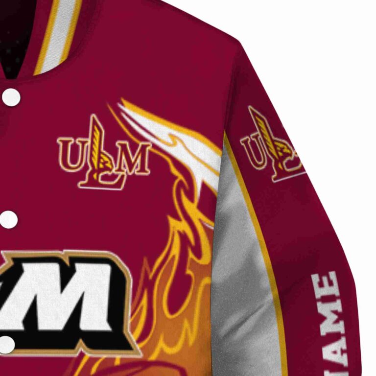 personalized louisiana monroe warhawks flaming football red white jacket premium grade jacketwow
